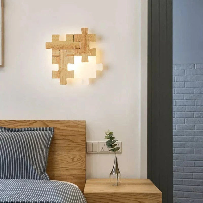 Applique murale LED en bois massif style nordique | Marco Lucetti Style de casse-tête / 3 couleurs
