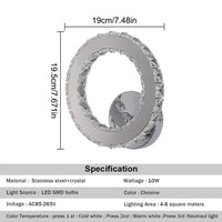 Applique murale LED en cristal de luxe moderne minimaliste | Marco Lucetti Style B-1 PIÈCES / Blanc chaud (2700-3500K)