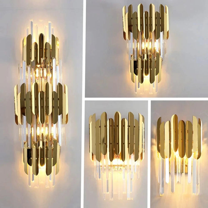 Applique murale LED en cristal doré de style moderne | Marco Lucetti
