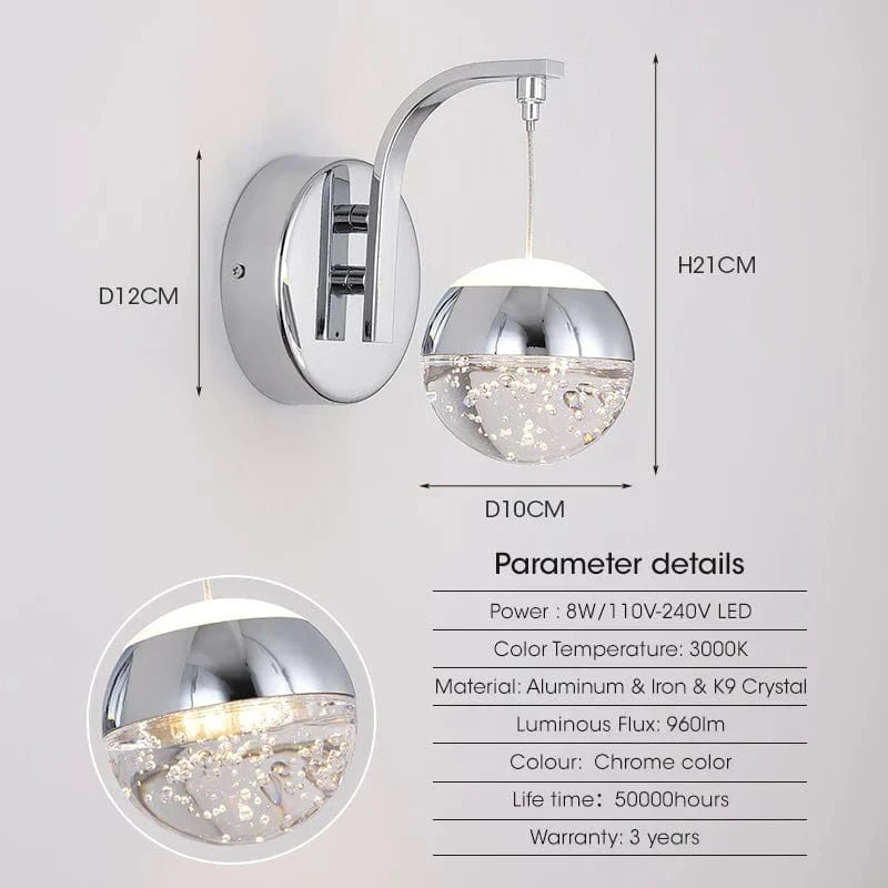 Applique murale LED en cristal doré Luxe Essentials | Marco Lucetti Argenté