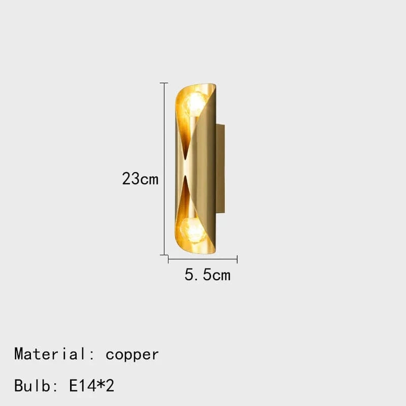 Applique murale LED en cuivre de qualité supérieure - Style moderne | Marco Lucetti Or / Lumière blanche 5000K