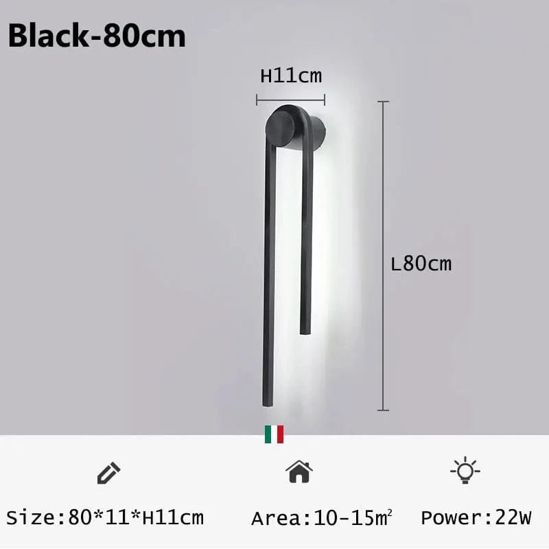 Applique murale LED en forme de U pour une décoration nordique moderne. | Marco Lucetti Noir-80cm / Changeable