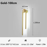 Applique murale LED en forme de U pour une décoration nordique moderne. | Marco Lucetti Or-100cm / Changeable