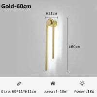 Applique murale LED en forme de U pour une décoration nordique moderne. | Marco Lucetti Or-60cm / Changeable