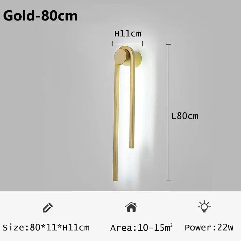 Applique murale LED en forme de U pour une décoration nordique moderne. | Marco Lucetti Or-80cm / Changeable