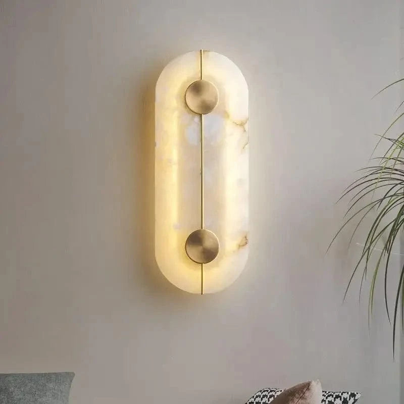 Applique murale LED en marbre et cuivre doré - Style nordique moderne | Marco Lucetti