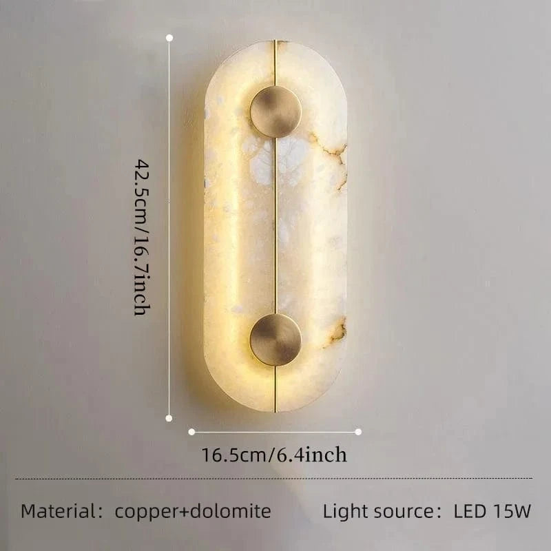 Applique murale LED en marbre et cuivre doré - Style nordique moderne | Marco Lucetti L16,5H42,5cm or