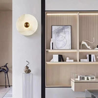 Applique Murale LED en Marbre Naturel et Métal Doré Rond | Marco Lucetti