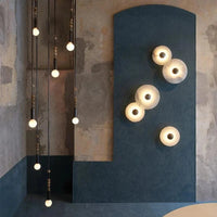 Applique Murale LED en Marbre Naturel et Métal Doré Rond | Marco Lucetti