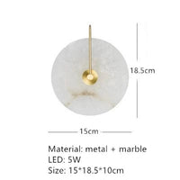 Applique Murale LED en Marbre Naturel et Métal Doré Rond | Marco Lucetti B-15cm Or / Lumière chaude 3000K