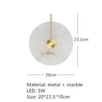 Applique Murale LED en Marbre Naturel et Métal Doré Rond | Marco Lucetti B-20cm Or / Lumière chaude 3000K
