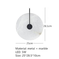 Applique Murale LED en Marbre Naturel et Métal Doré Rond | Marco Lucetti B-25cm Noir / Lumière chaude 3000K