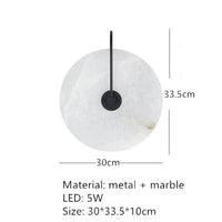 Applique Murale LED en Marbre Naturel et Métal Doré Rond | Marco Lucetti B-30cm Noir / Lumière chaude 3000K