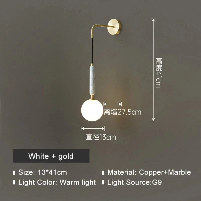 Applique murale LED en marbre nordique design contemporain | Marco Lucetti Or blanc / CHINE / Blanc chaud (2700-3500K) | G9