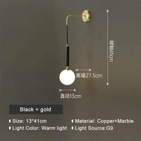 Applique murale LED en marbre nordique design contemporain | Marco Lucetti Or noir / CHINE / Blanc chaud (2700-3500K) | G9