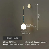 Applique murale LED en marbre nordique design contemporain | Marco Lucetti Or vert / CHINE / Blanc chaud (2700-3500K) | G9