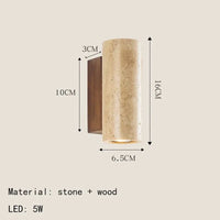 Applique murale LED en pierre naturelle avec gradation de température | Marco Lucetti 16 cm / Lumière chaude