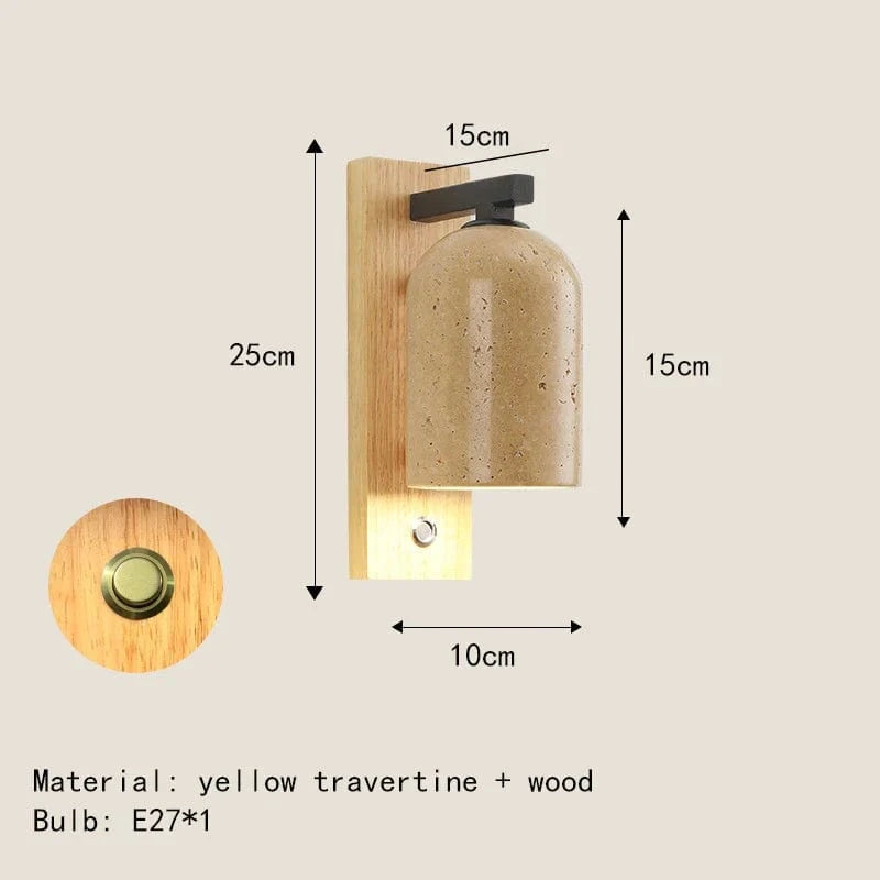 Applique Murale LED en Pierre Naturelle pour Hôtel - Interrupteur inclus | Marco Lucetti A-1-Avec interrupteur / Lumière naturelle 4000K