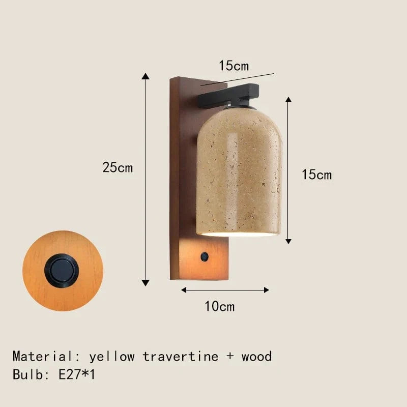 Applique Murale LED en Pierre Naturelle pour Hôtel - Interrupteur inclus | Marco Lucetti A-2-Avec interrupteur / Lumière blanche 5000K