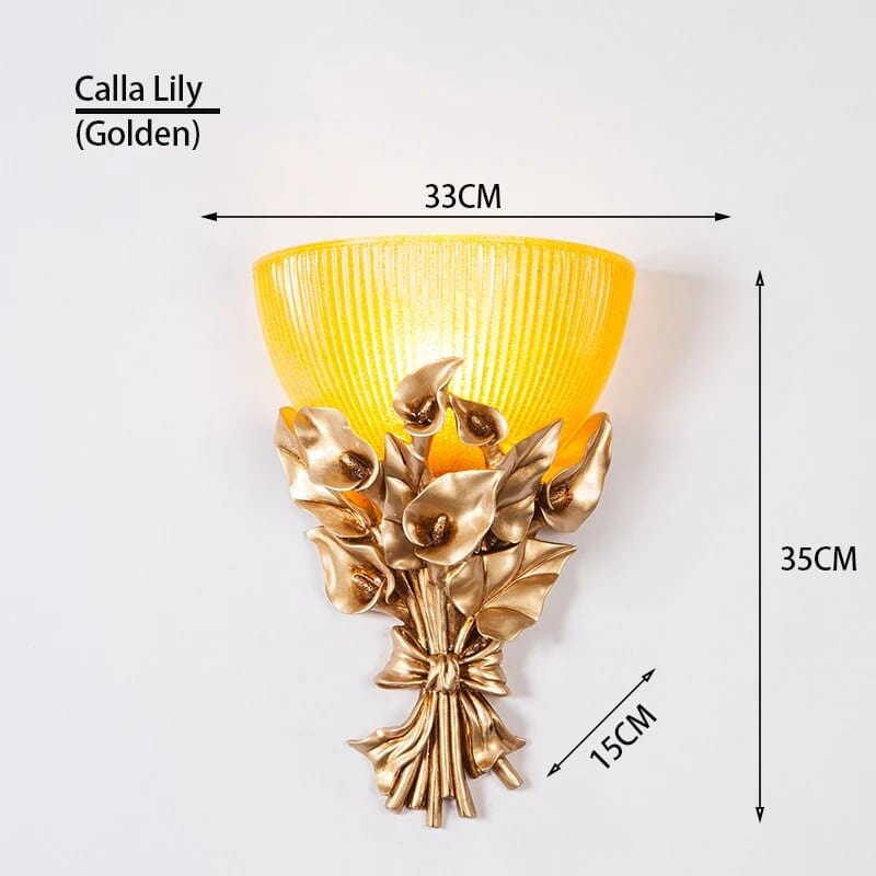 Applique murale LED en résine - Rose romantique et moderne | Marco Lucetti Lys Calla (doré)