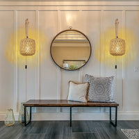 Applique Murale LED en Rotin Tissé Rétro avec Corde de Chanvre - Collection Lumière Naturelle | Marco Lucetti