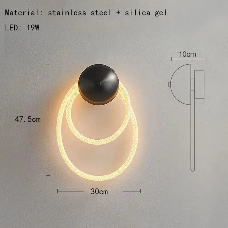 Applique Murale LED en Silicone 3000K | Marco Lucetti 2 Anneaux-Inox / Blanc chaud (2700-3500K)