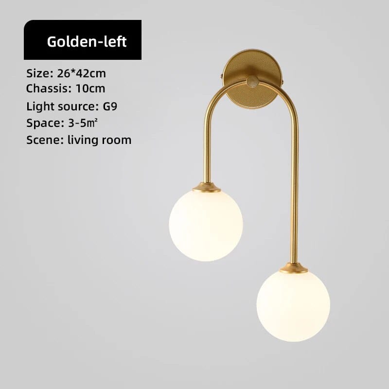 Applique murale LED en verre dépoli | Marco Lucetti La gauche dorée / Blanc chaud (2700-3500K)