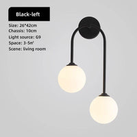 Applique murale LED en verre dépoli | Marco Lucetti Noir gauche / Blanc chaud (2700-3500K)