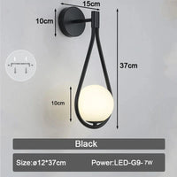 Applique murale LED en verre givré pour intérieur | Marco Lucetti A noir 7w / Blanc froid