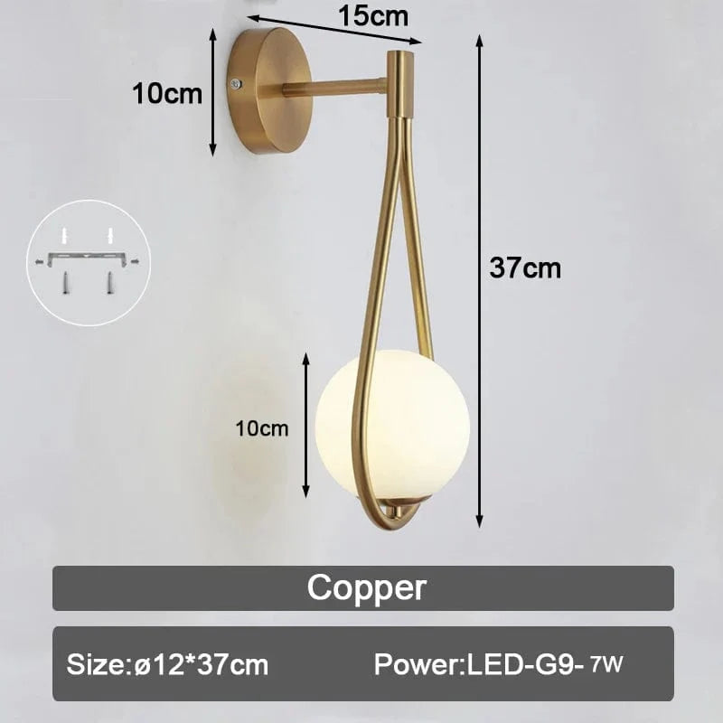 Applique murale LED en verre givré pour intérieur | Marco Lucetti A or 7w / Blanc chaud