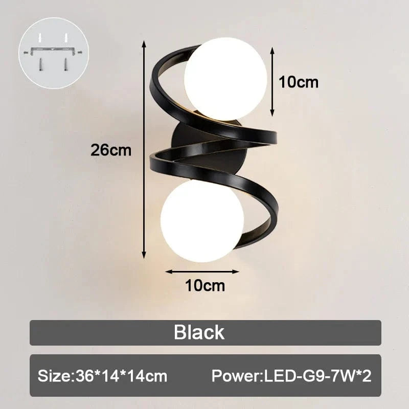 Applique murale LED en verre givré pour intérieur | Marco Lucetti E Noir 7w / Blanc chaud