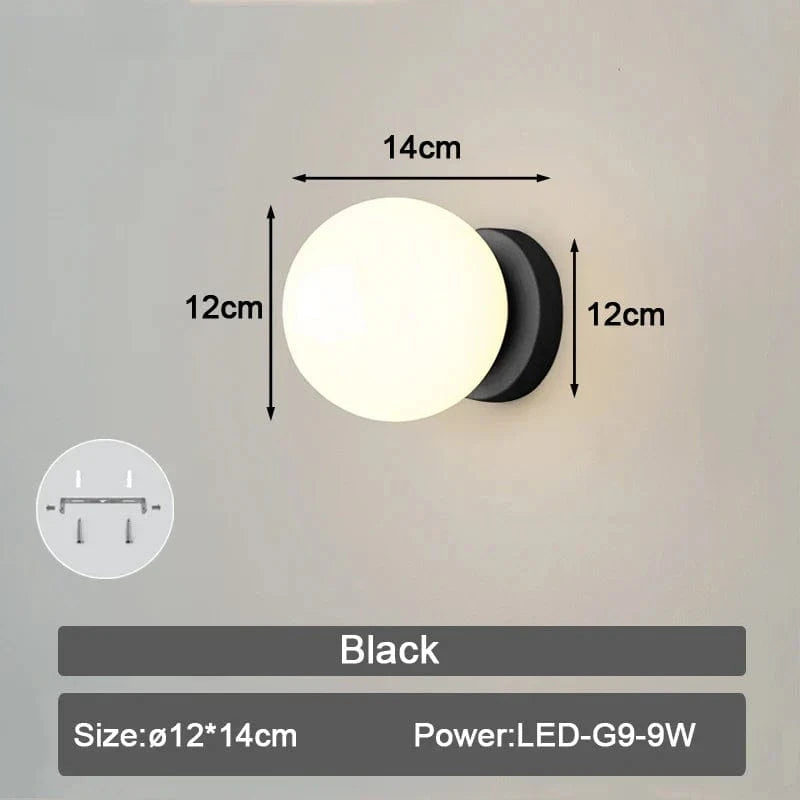 Applique murale LED en verre givré pour intérieur | Marco Lucetti G Noir 9w / Lumière neutre