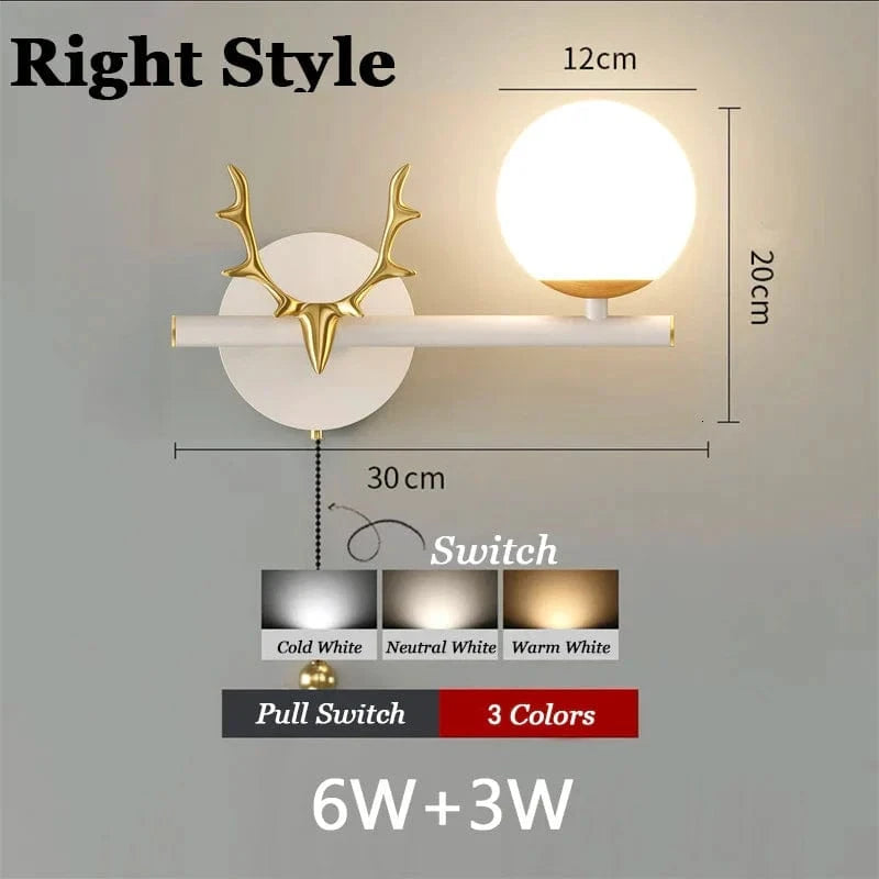 Applique murale LED en verre papillon au design nordique contemporain | Marco Lucetti Commutateur de style droit B / Trois couleurs