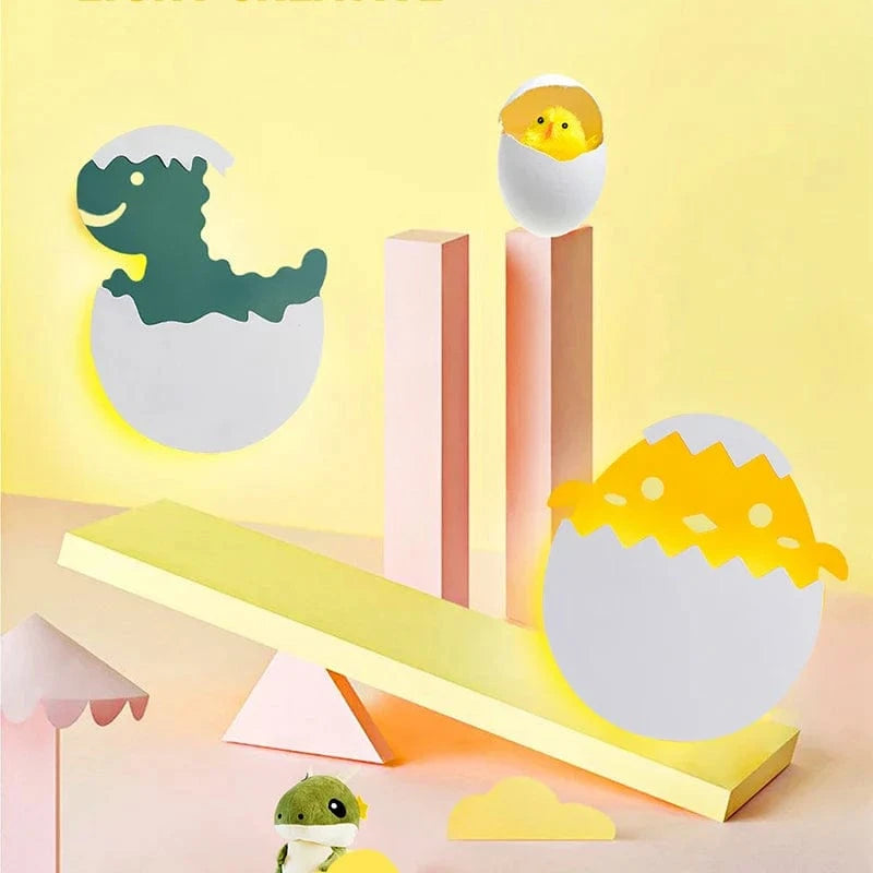 Applique murale LED enfant dinosaure en forme d'œuf - Design animé pour chambre d'enfant | Marco Lucetti