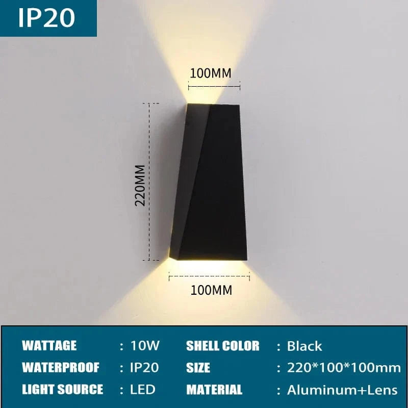 Applique Murale LED Étanche Extérieure en Aluminium IP65 | Marco Lucetti Blanc froid / Type C Noir 10W