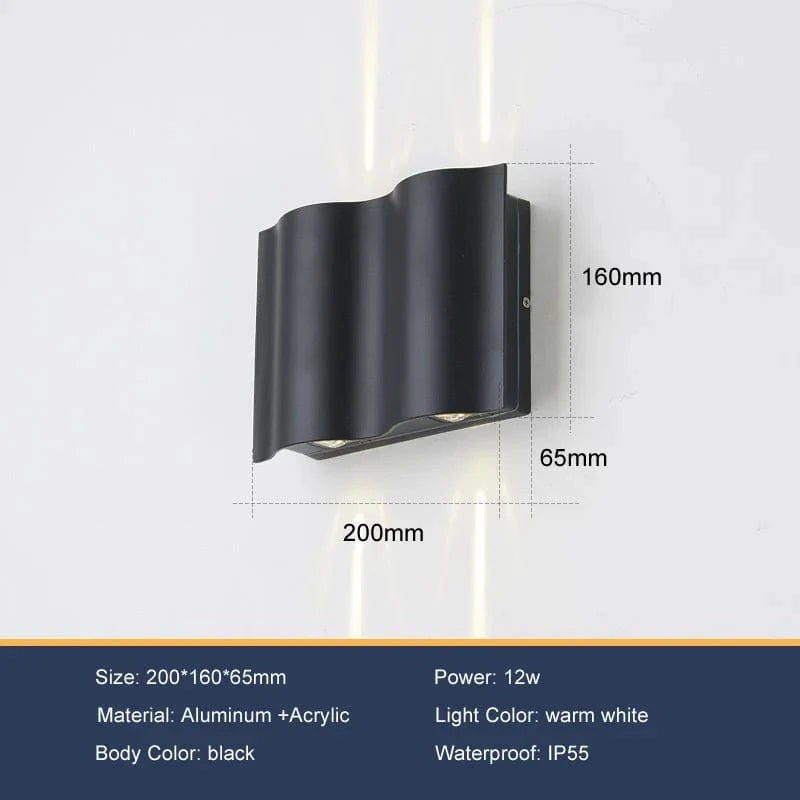 Applique murale LED étanche pour jardin et balcon en aluminium - Luminosité et résistance garantis | Marco Lucetti Noir 12W / CHINE / Blanc chaud