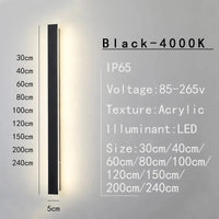 Applique murale LED étanche pour jardin et intérieur | Marco Lucetti Lumière naturelle noire / L60cm