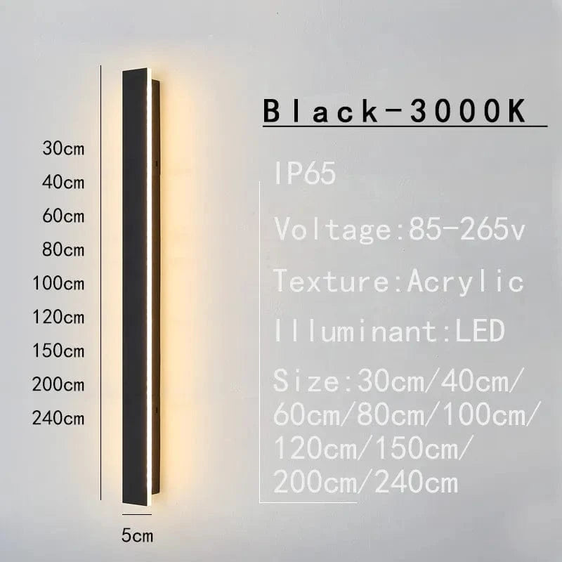 Applique murale LED étanche pour jardin et intérieur | Marco Lucetti Noir blanc chaud / L60cm