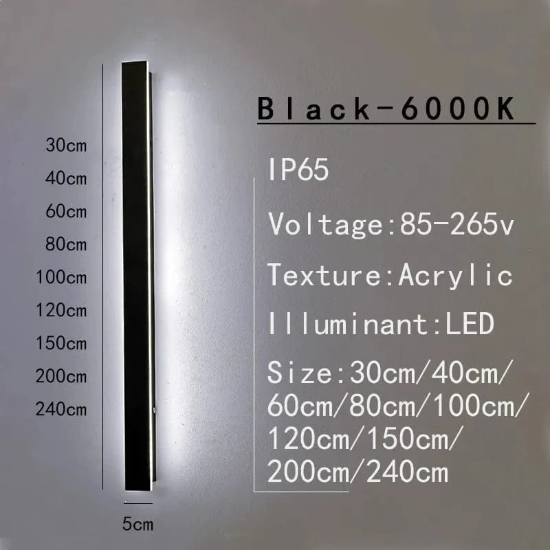 Applique murale LED étanche pour jardin et intérieur | Marco Lucetti Noir blanc froid / L60cm