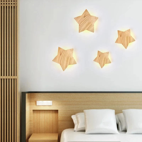 Applique murale LED étoile en bois - Design artistique asiatique modernisé | Marco Lucetti