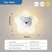 Applique murale LED étoile lune ours lapin minimaliste design | Marco Lucetti Ours étoile