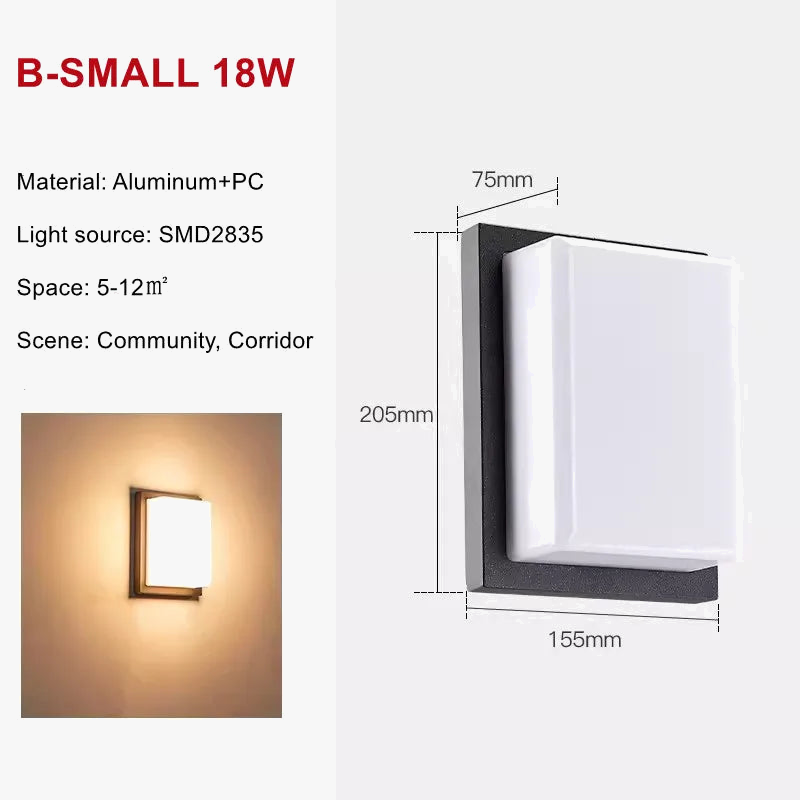 Applique Murale LED Extérieure en Aluminium Étanche et Décorative
