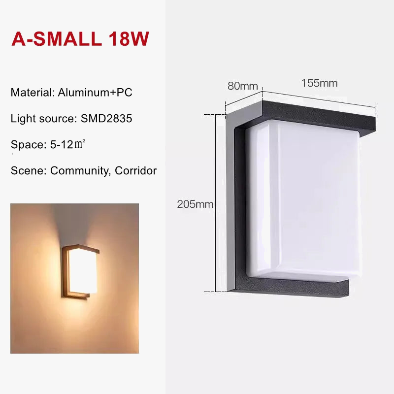 Applique Murale LED Extérieure en Aluminium Étanche et Décorative