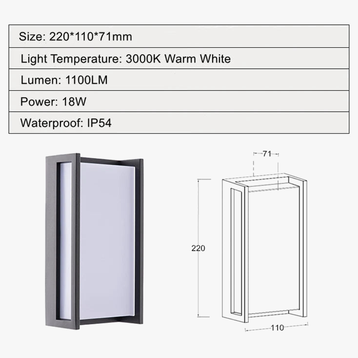 Applique murale LED extérieure imperméable en aluminium décoratif