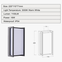 Applique murale LED extérieure imperméable en aluminium décoratif