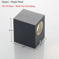 Applique Murale LED Extérieure Étanche GU10 Base - Aluminium AC86-265 | Marco Lucetti Tête simple carrée