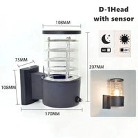 Applique Murale LED Extérieure Haut Vers Bas "Verre Aluminium" | Marco Lucetti E27 sans ampoule / D-1Tête avec capteur