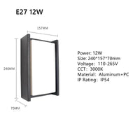 Applique murale LED extérieure imperméable en aluminium décoratif | Marco Lucetti Cadre E27 12W