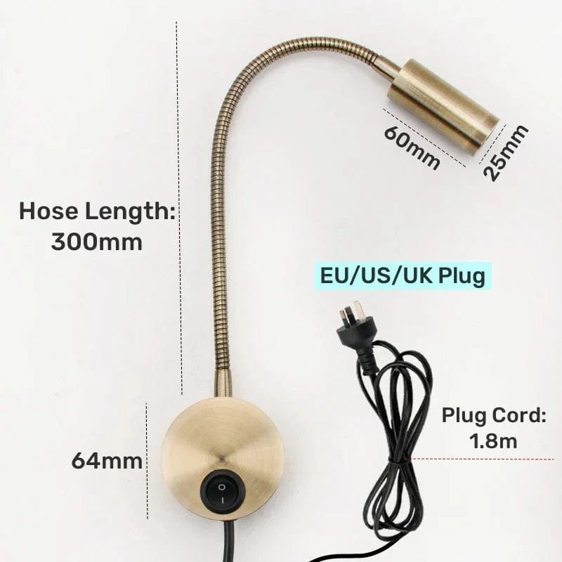 Applique murale LED flexible à col de cygne avec cordon d'alimentation | Marco Lucetti