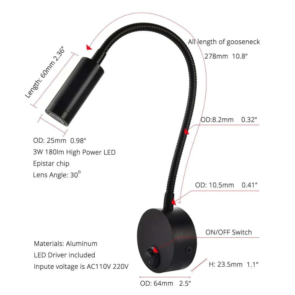 Applique murale LED FlexTube | Marco Lucetti Noir / Blanc chaud (2700-3500K)